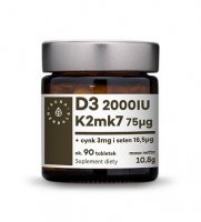 Witamina D3 (2000IU) + K2mk7 + Cynk + Selen - ok. 90 tabletek